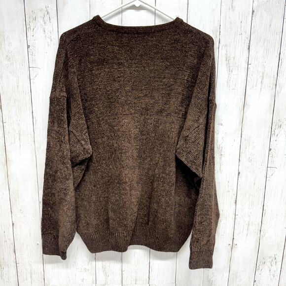 Joseph Lyman Sweater Women Large Chunky Wool Long Sleeve Brown V Neck Pull Over - Picture 3 of 3